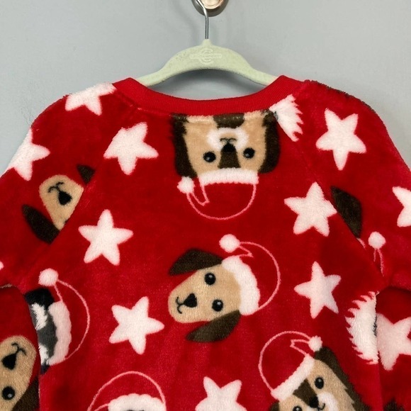 COLD Rush Red Plush Minky Fleece Puppy Dog Santa Christmas Holiday Sweatshirt 2T - Picture 12 of 13